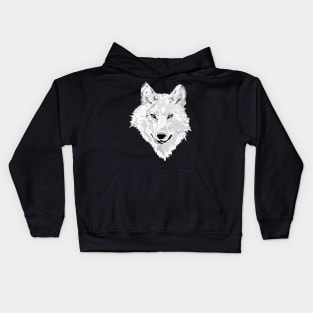 White Wolf With Blue Eyes Kids Hoodie